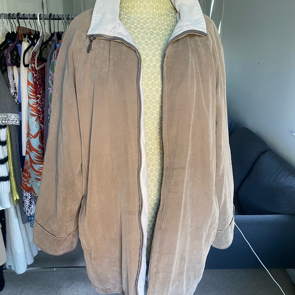 Tan Oversized Teddy Jacket with Plush Fleece